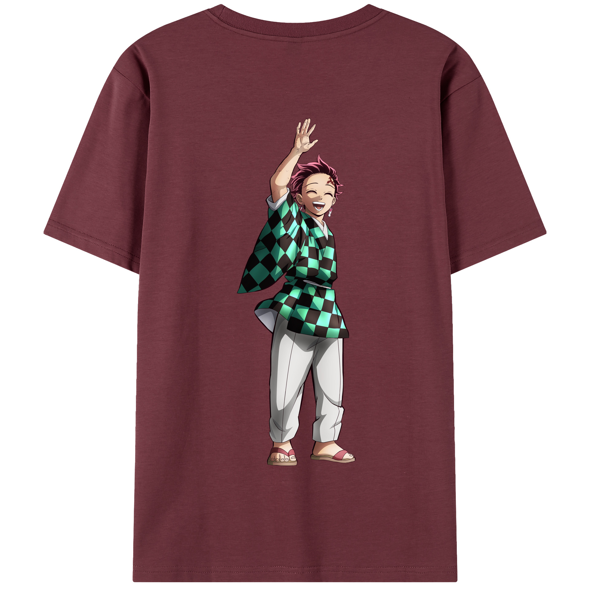 （画像用） 鬼滅の刃 竈門 炭治郎／かまど たんじろう Kamado Tanjirou 綿100％半袖Tシャツ（背面プリント）
